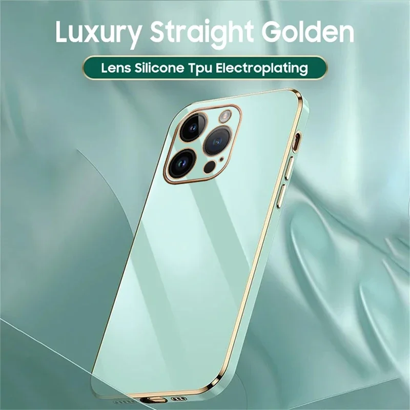 Glossy Plated Phone Case For iPhone 15 14 13 12 11 Pro Max 15Plus 14Plus 15ProMax 13mini 12mini XS 7 8 Silicone Protector Cover