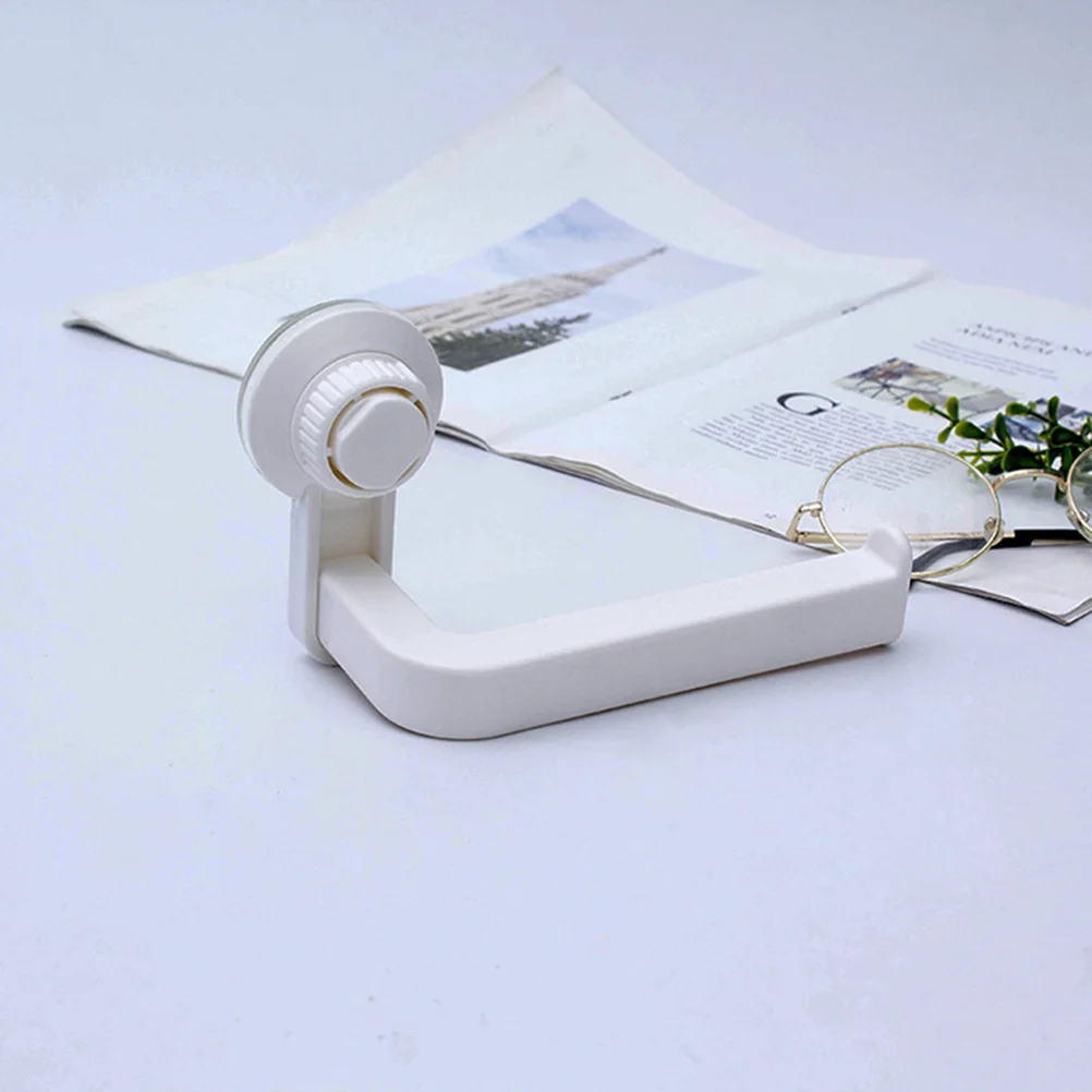 

over Toilet Bathroom Organizer Suction Cup Paper Towel Holder Tissue Roll White