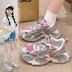 New Girls Sneakers 2024 Children Casual Shoes Mesh Platform Designer Tennis Sneaker 6-12 Years Kids Sports Shoe for Girl