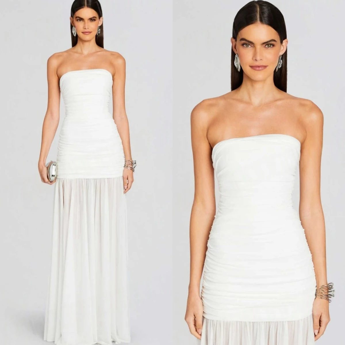 

Customized High Quality Chiffon Exquisite Wedding Dress Elegant Sheath Sexy Strapless Dreamy Bridal Party Delicate Bridal Party