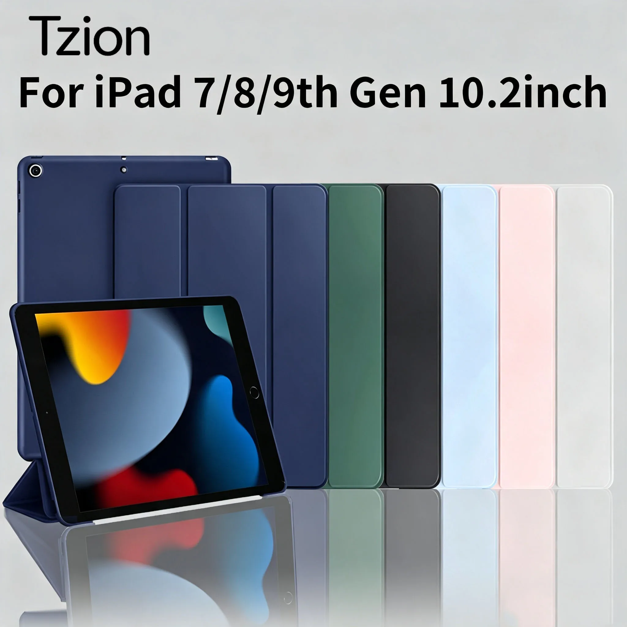 Case For iPad 9th/8th/7th Generation (2021/2020/2019) 10.2 Inch, Tri-fold Flip Silicone Soft Shell PU Protective Cover
