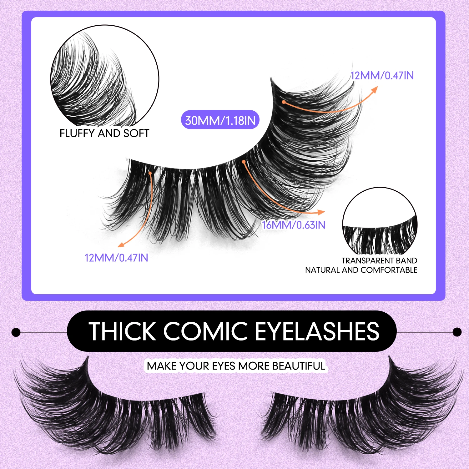 Lasvirey رموش سميكة رقيق القط رموش 8D رقيق حجم رموش اصطناعية D حليقة دراماتيكية سميكة كامل قطاع واضح الجذعية جلدة #6