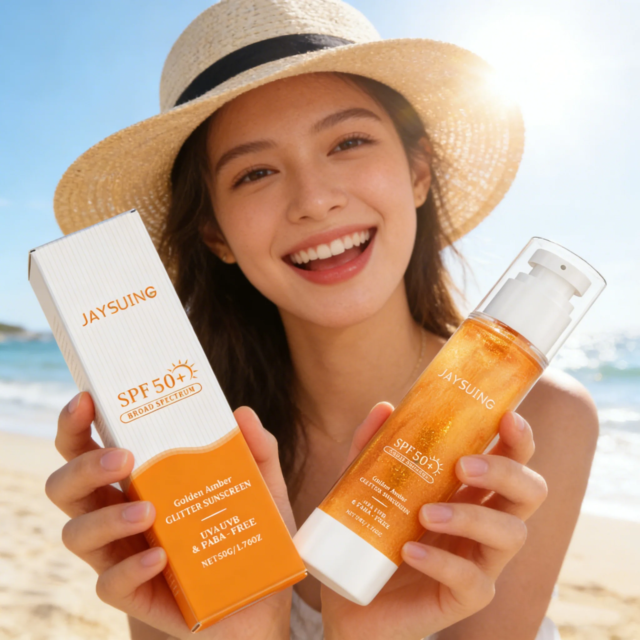 JAYSUING SPF 50+skin Sunscreen Deep Hydration Brighten Skin Tone Antioxidant Enhance Barrier UV Isolation Body Nourishing Cream