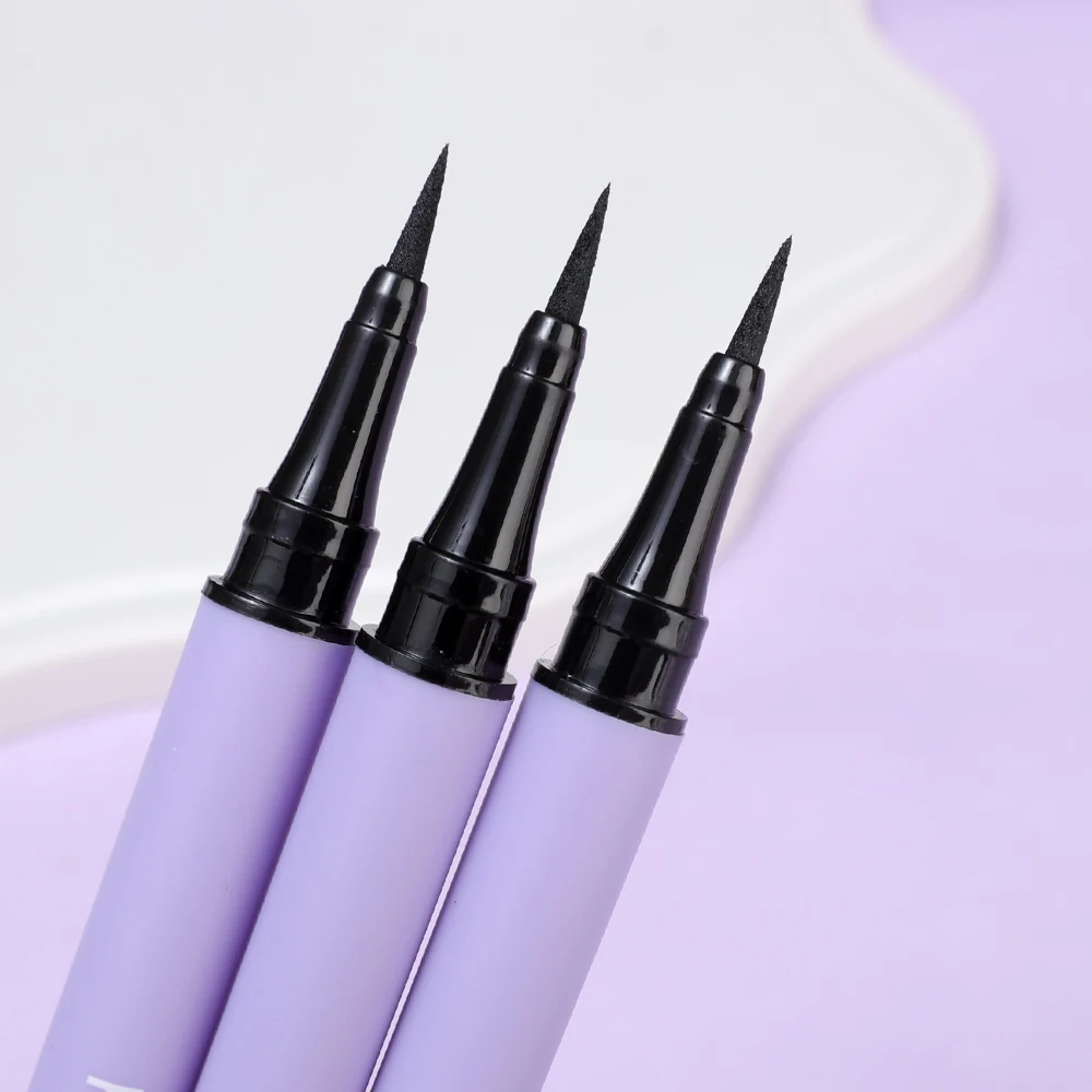 Pensil Eyeliner cair hitam cepat kering, pensil garis mata cair tahan lama sangat halus tahan noda Natural riasan mata