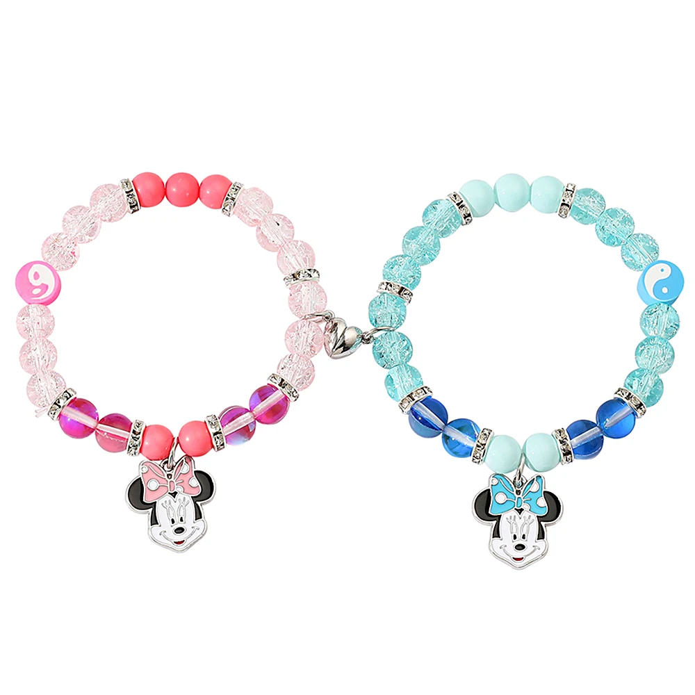 Disney Minnie Magnetic Friendship Bracelets Set for Friends - Charm Design Matching Birthday Gift Idea