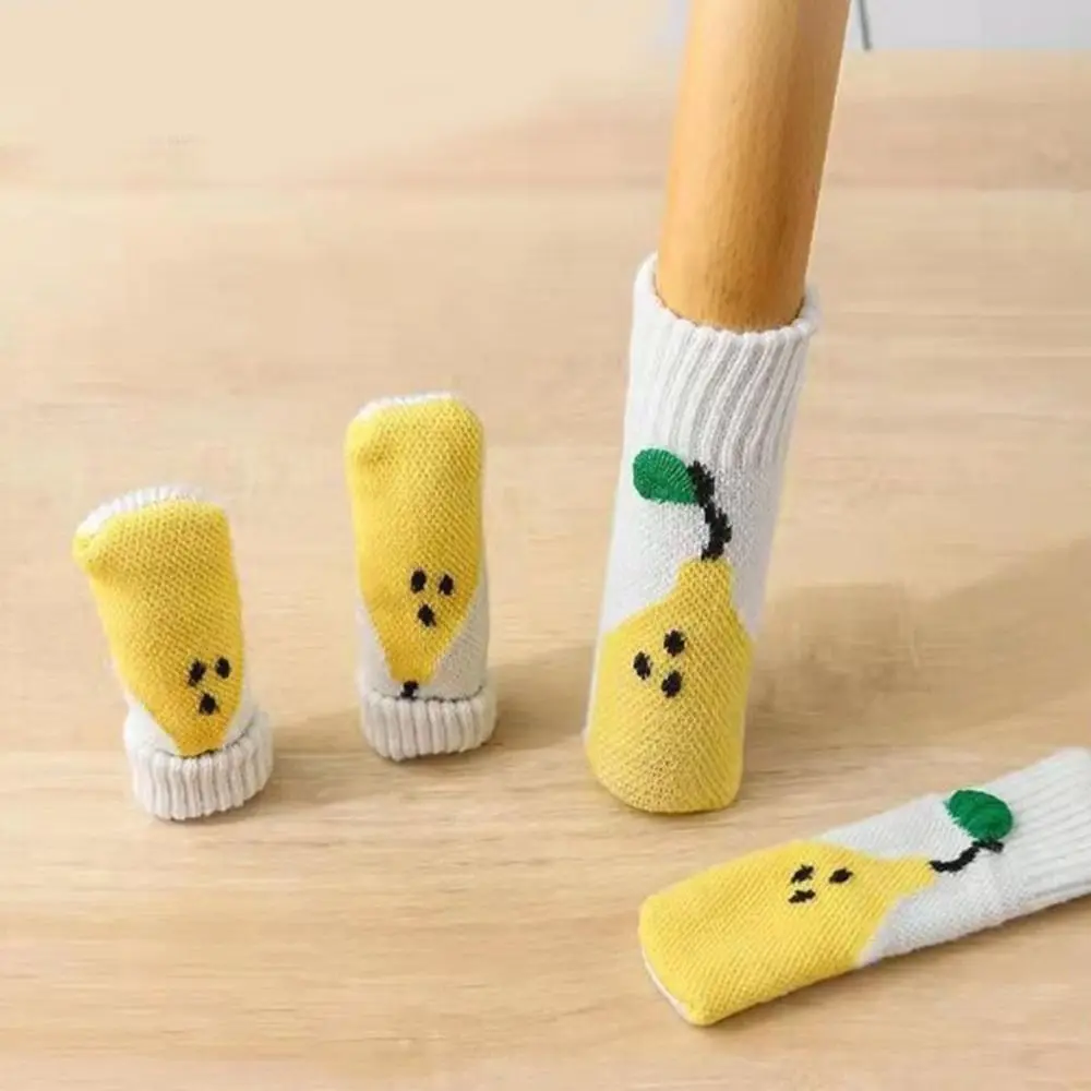 4Pcs/Set Knitted Knitted Table Leg Cover Noise Reduction Non Slip Chair Feet Socks Thicker Table Legs Socks Circumference 6-19cm