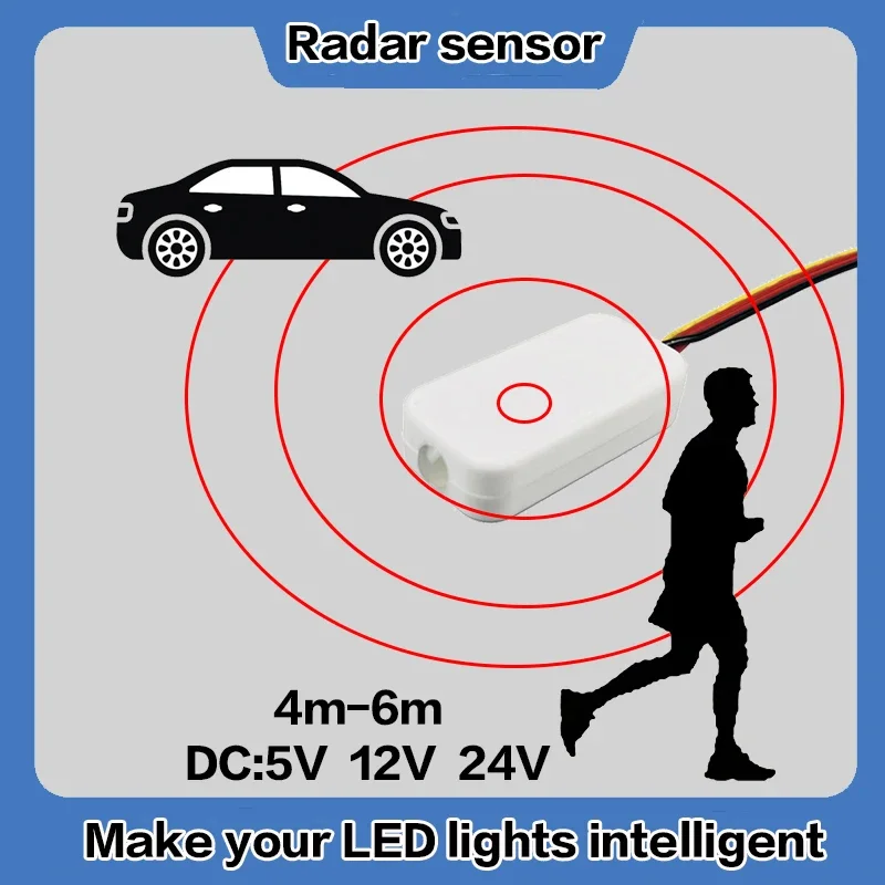 Mini Radar Sensor Switch, Smart Sensor Lights Automatically On/Off Suitable for Garages, Corridors and Stairwells