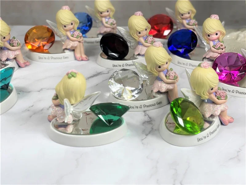 Precious Moments Girl's Birthday Lucky Stone Ceramic Crafts Home Desktop Ornaments Birthday Gift Month Lucky Stone