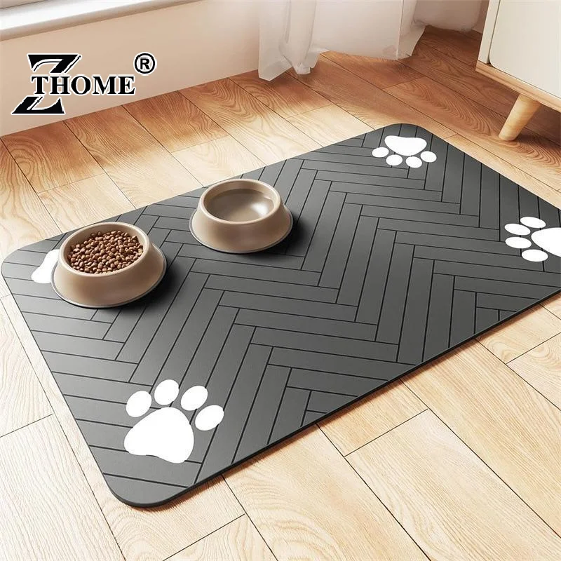 Diatomaceous Mud Absorbent Pet Placemat For Food And Water Bowl With Waterproof Quick-Dry Rubber Backing Non-Slip Home Pet Mat