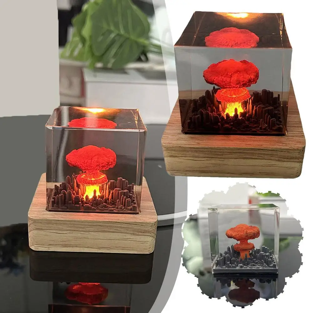 Handmade Original Atomic Bomb Resin Lava Lamp USB Night Gifts Gifts Xmas Lamp Table Bedroom Crafts Halloween Light Home Cre W8I7