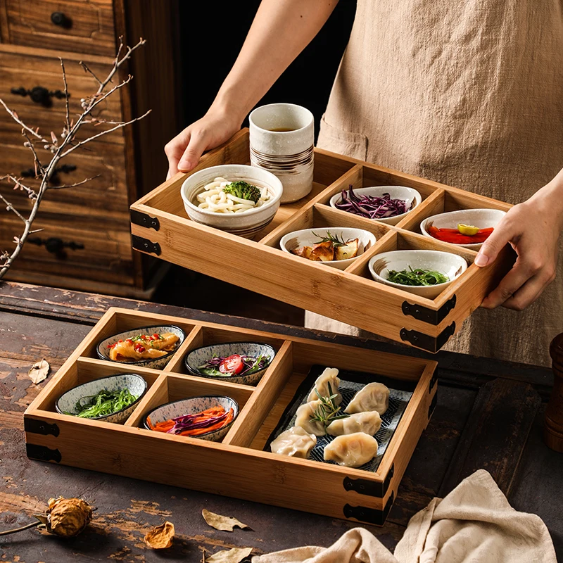 

Japanese Ceramic Breakfast Tray Creative Meal Plate for One Person Hotel Storage Tray with Compartments Exquisite Bento Box