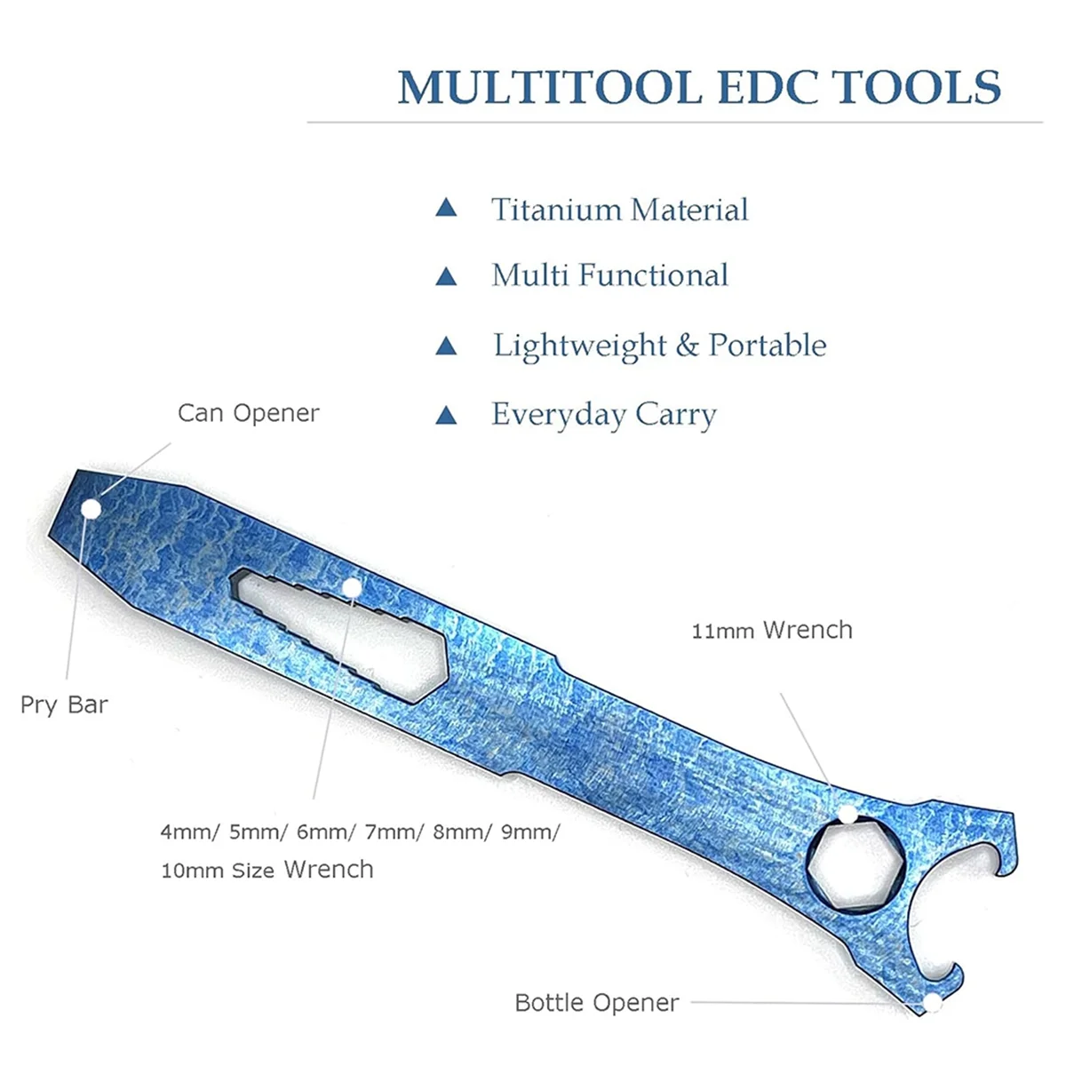 2025 + سبائك التيتانيوم قضيب رفع أداة متعددة فتاحة الزجاجات حجم صغير متعدد أداة قضيب رفع وجع مفك البراغي