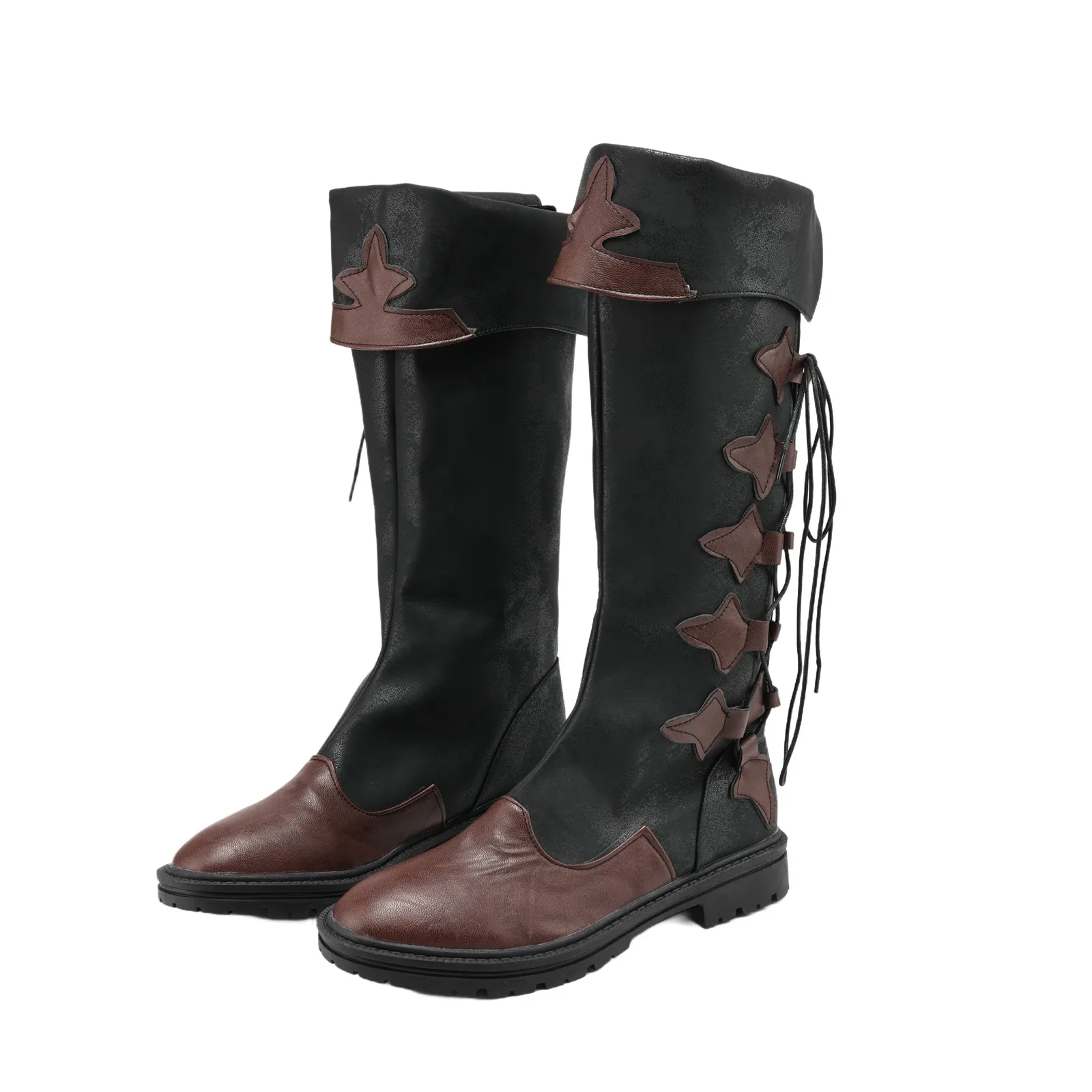 Zapatos vikingos de pirata Vintage para hombre y mujer, botas con cordones medievales renacentistas, accesorios para disfraz de Halloween