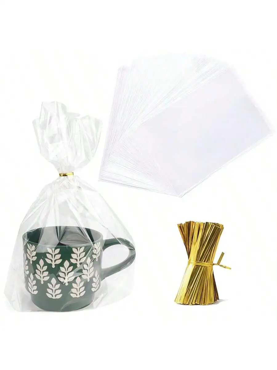 Sac cadeau en cellophane transparent 20/50/100 pièces, emballage en plastique avec des kinks, sac transparent pour cadeaux de fête, parfait pour les bonbons aux biscuits