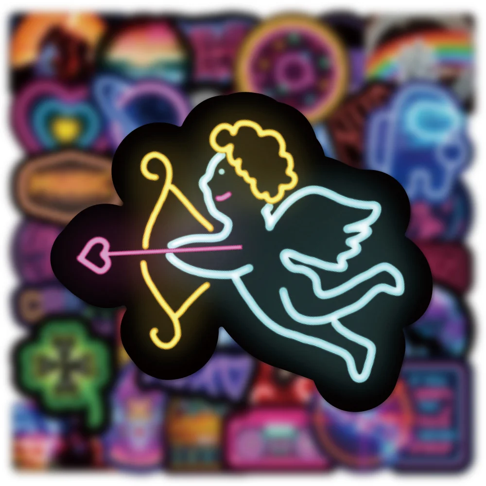 10/30/50PCS Neon Cartoon Graffiti naklejki prezenty modna dekoracja Laptop wodoodporna naklejka rowerowa deskorolka gitara hurtowa