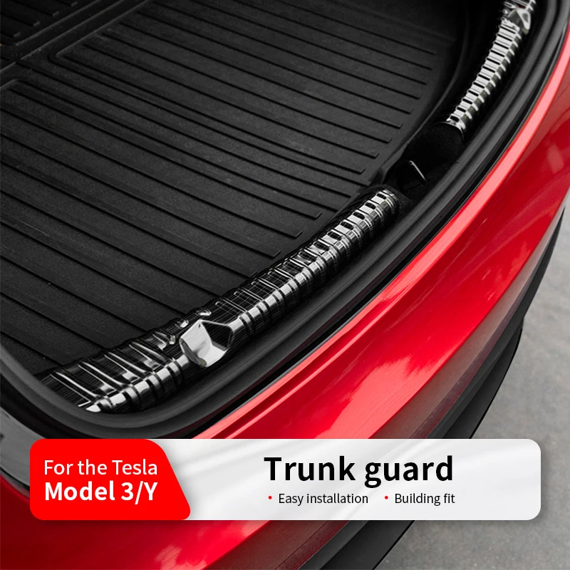 2Pcs Stainless Steel Trunk Inner Guard Car Inner Rear Bumper Guard Plate Cover Trim For Tesla Model 3 Highland 2024