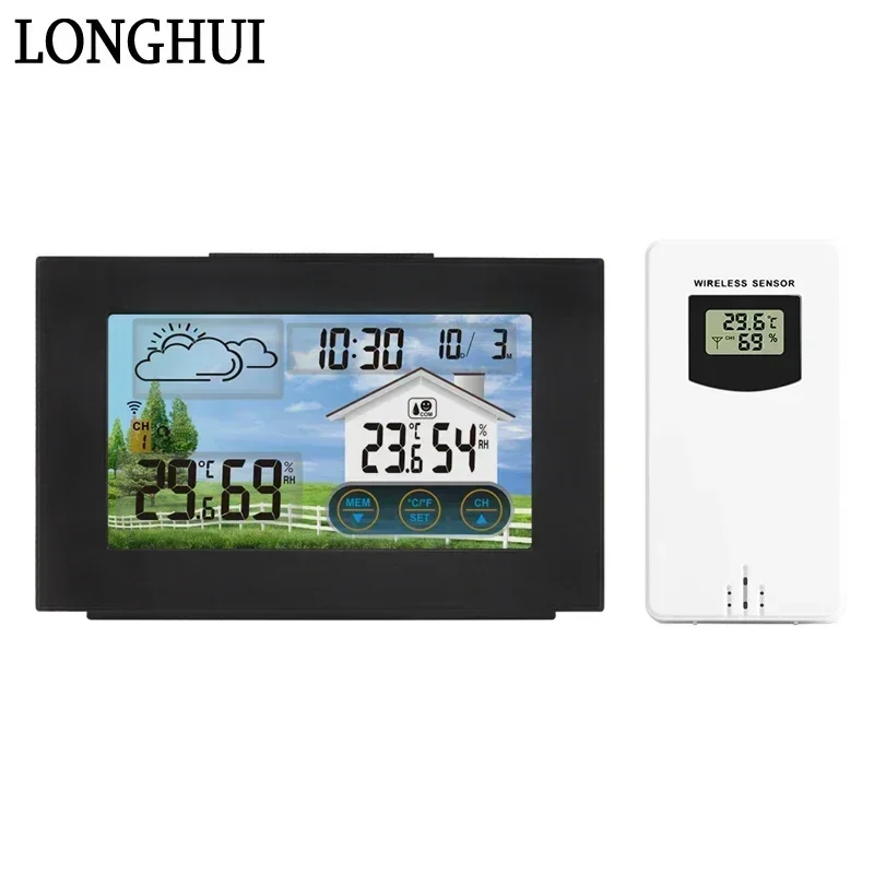 3551A Touch Screen Weather Station Table Clock Digital Alarm Electronic Watch Time Date Temperature Humidity Home Desk Clocks