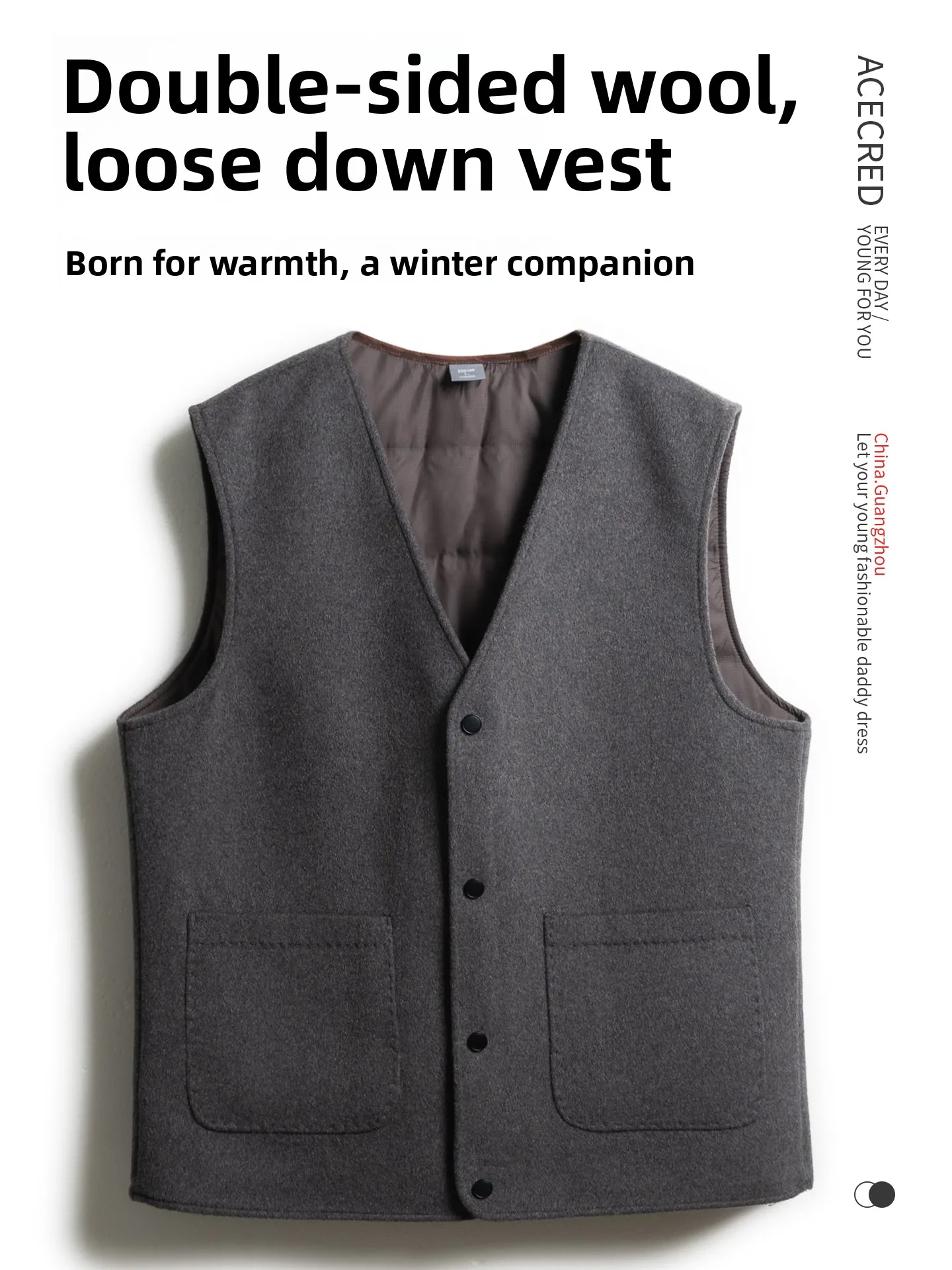 

Warm Double-Faced Woolen ex Vest Loosely-Fitted Du down Jaet for Middle-Aged And ly People Faionable Urban Bus...