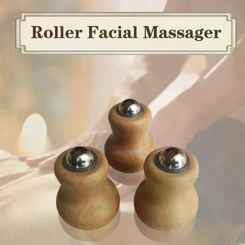 

Wooden Facial Massage Roller Iron Ball Massage Tools Mini Hand-Held Facial Massager Skin Care Tools Easy To Clean And Use