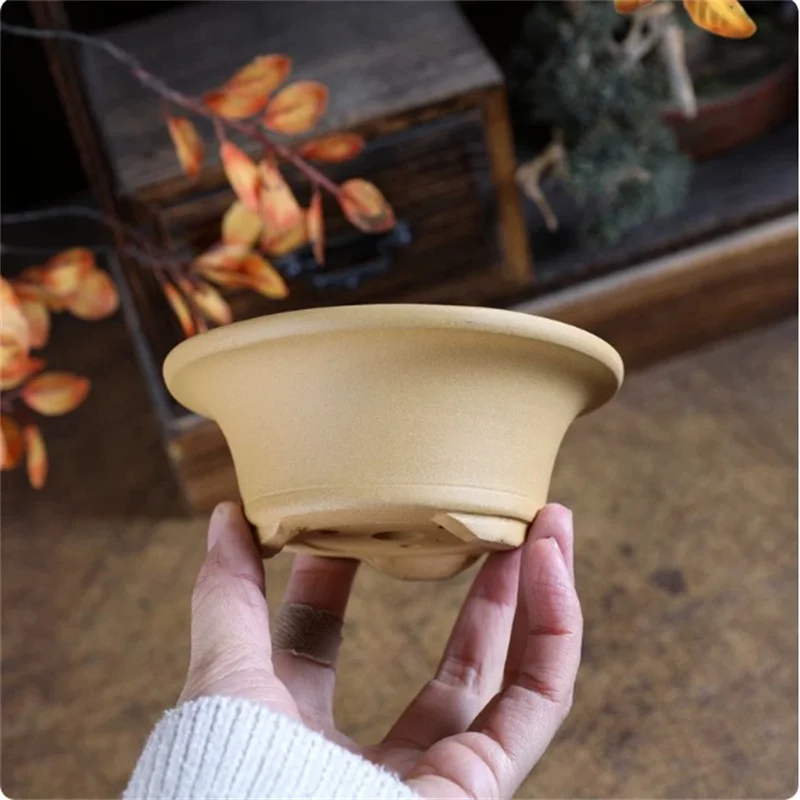 Crude Pottery Small Swallow Pot,Table Mini Plant,Micro Bonsai , Inner 8 cm,Nature purple sand,Breathable Garden Decoration, Home
