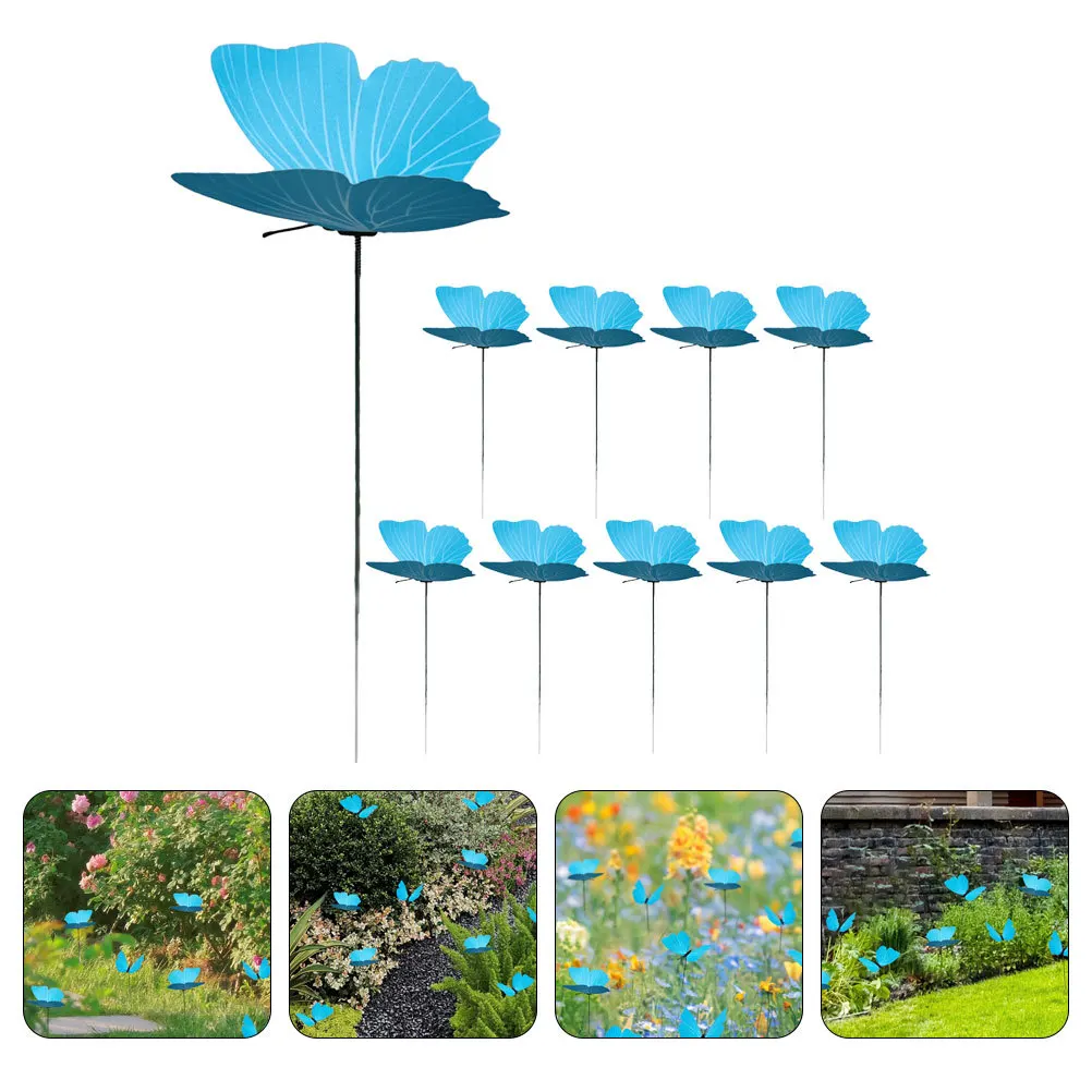 

10 шт., садовые колья-бабочки, ПВХ, имитация двора, декор для газона, уличные декоративные колья, украшение для патио и сада