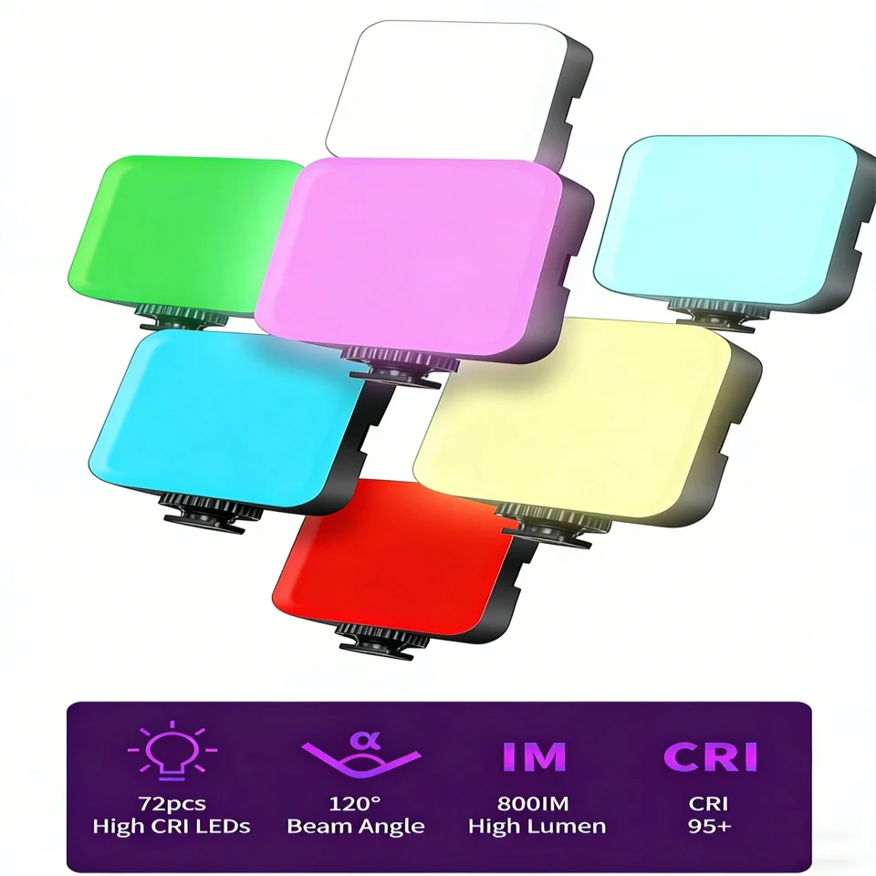 

Pocket RGB Fill Light Portable LED Light Video Mini Fill Light For Camera Smartphone GoPro Laptop Selfie Adjustable RBG Lamp