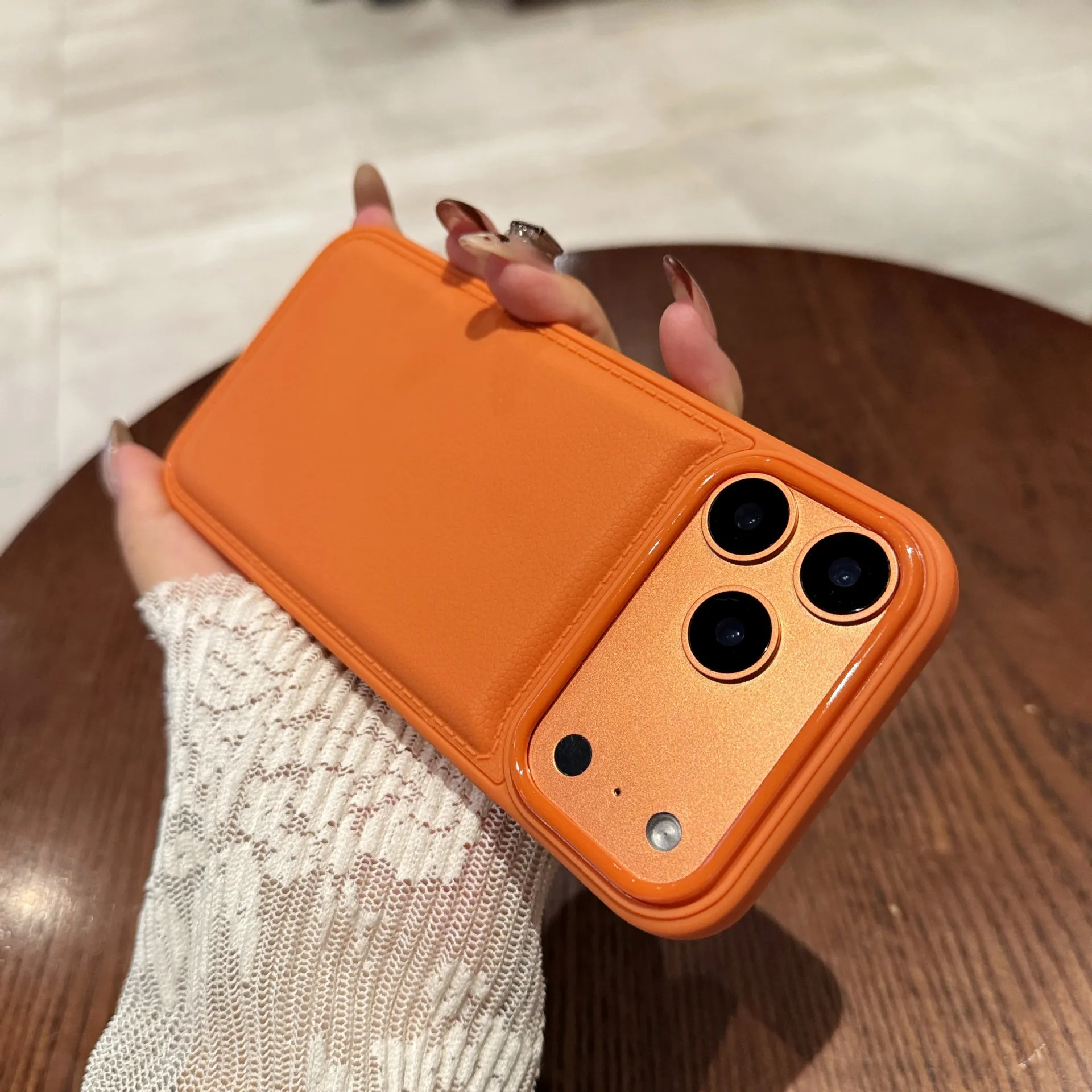 

5PCS Big Hole Litchi Texture Airbag DIY Case For iPhone 11 to 17pro Shockproof Anti-drop xr to 17 pro Protective Cover Wholesale