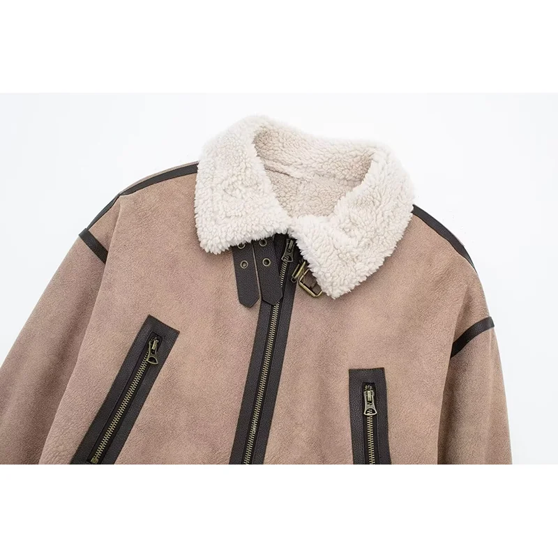 YUEYANG Women Autumn Winter Faux Lamb Fur Cropped Jackets Female Thick Warm Short Coat Ladies Chic Fleece Outerwear