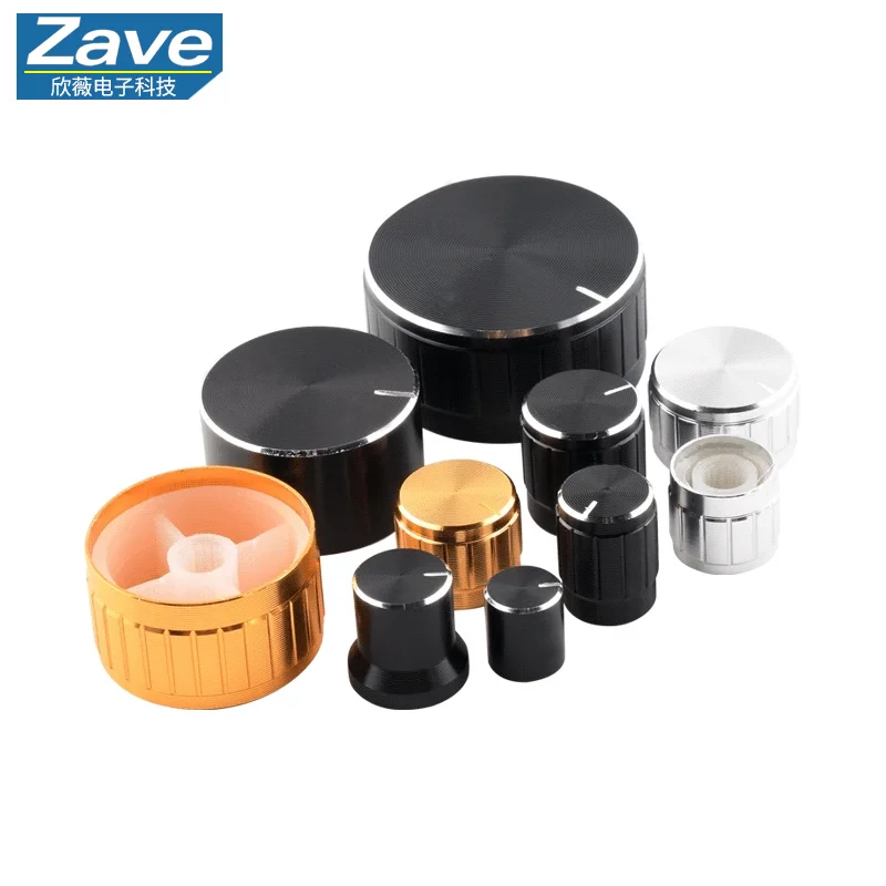Aluminum Alloy Encoder Knob – Volume Amplifier Adjustment Knob (Fluted/D-Shaft) for Radio Potentiometers, 6mm