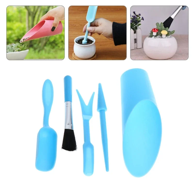 5Pcs Gardening Tools Set Miniature Shovel Brush Widger Succulent Planting Helper Succulent potting tools soil digging loosening