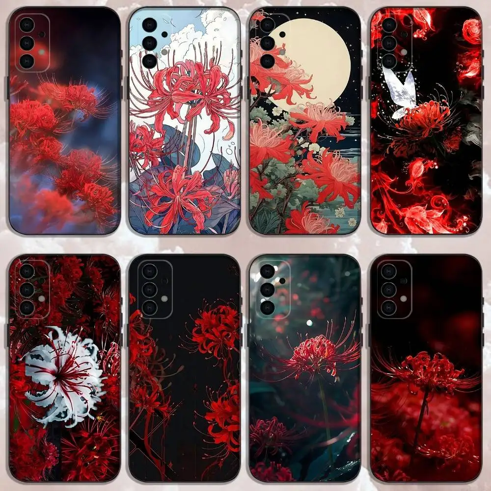 

Red Spider Lily Phone Case For Samsung Galaxy A13,A21s,A22,A31,A32,A52,A53,A71,A80,Soft Black Shell