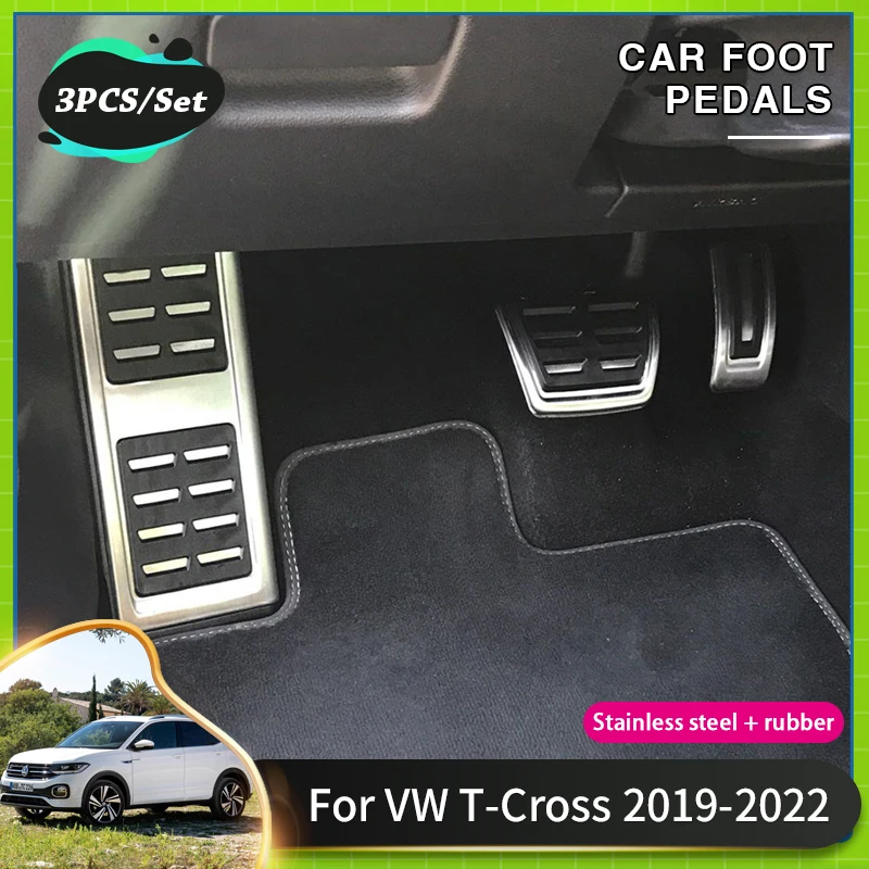 Car Foot Pedal For VW T Cross 2022 Acessories Volkswagen T-Cross C11 2019~2021 Tacqua Accelerator Brake Foot Rest Pedal Covers