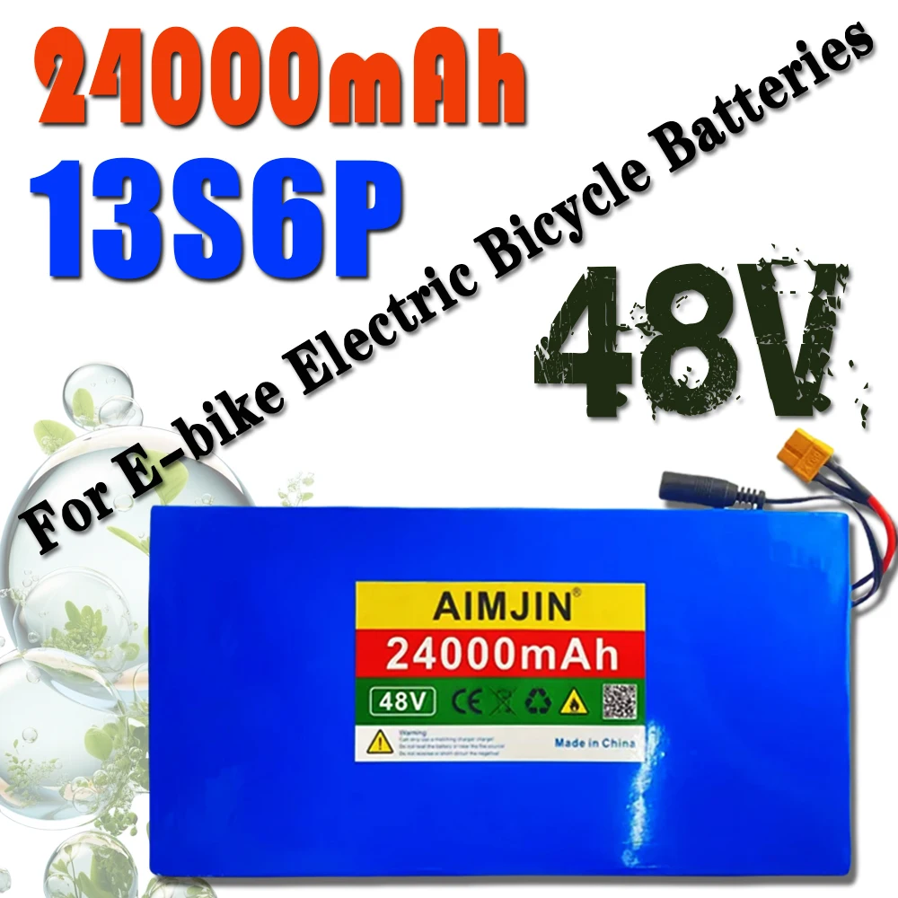 13S6P 48V 24000mAh 2000W Panasonic 18650 lithium-ion battery pack, suitable for 54.6V bicycles+optional built-in BMS plug