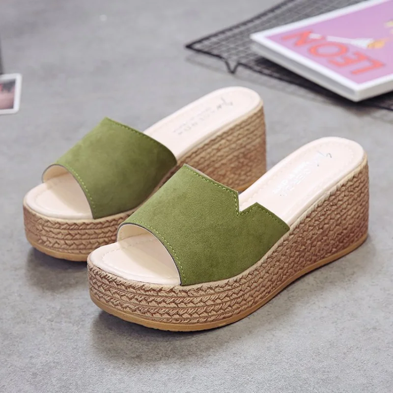 Platform Sandals Women 2023 New Fashion Wedge Shoes Ladies High Heels Thick Bottom Mules Summer Casual Female Slip on Slippers