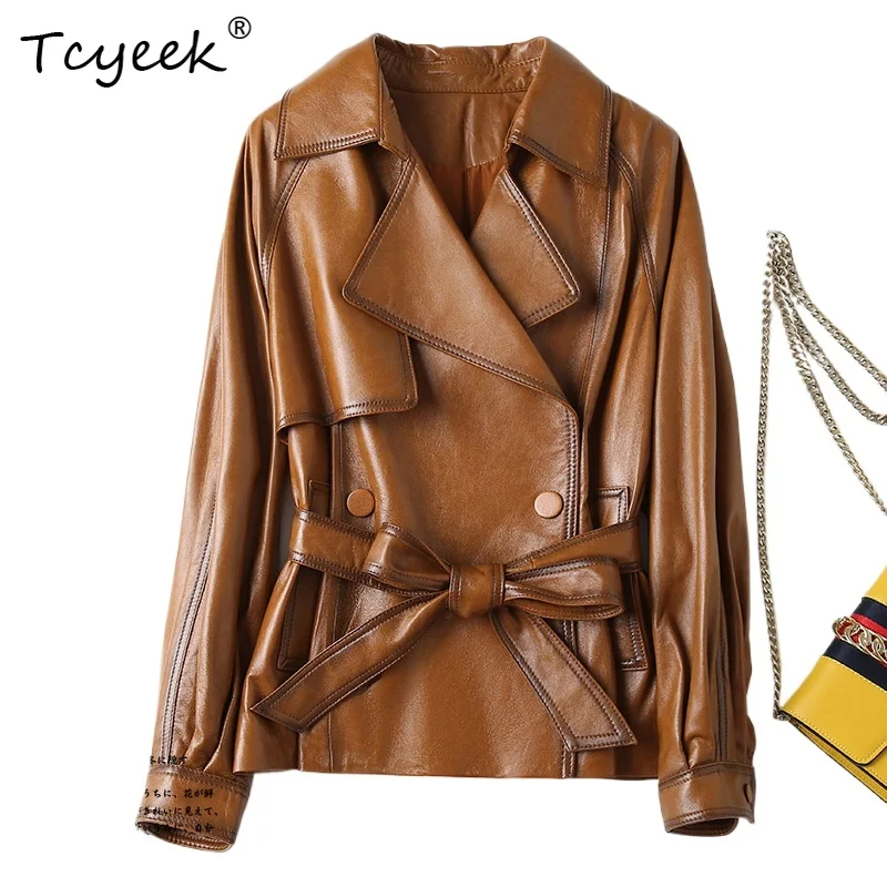 Tcyeek Weiche Schaffell Frühling Herbst Koreanische Version Abnehmen Trendy Anzug Kragen Schulter Ärmeln frauen Aus Echtem Leder Jacke