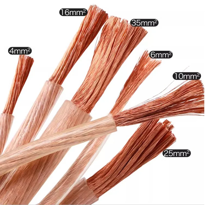 1AWG 2AWG,3AWG,4AWG,5AWG AWG PVC Soft Cable Heatproof Glue DIY Wire Pure Copper Transparent Flexible Cable High Low Voltage