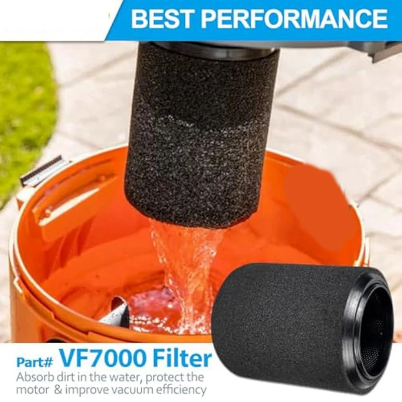 【Berserkk】4 ชิ้น VF7000 Wet Vac Filter ใช้งานร่วมกับ Ridgid 5-20 แกลลอนเครื่องดูดฝุ่นแบบเปียก/แห้ง, เปลี่ยนโฟมกรองเปียก