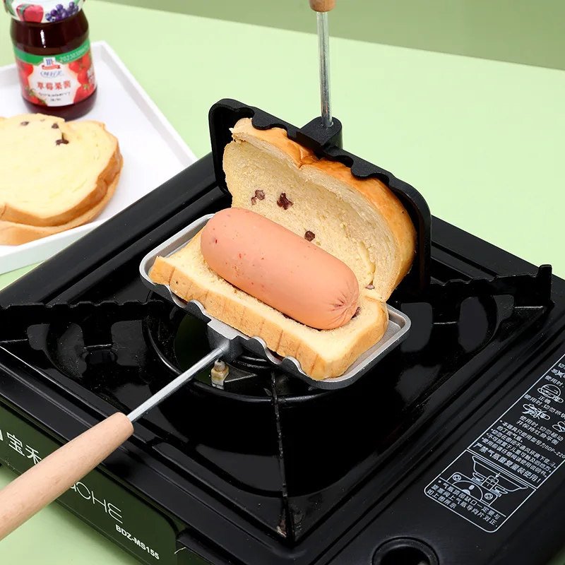 

Double-Sided Sandwich Baking Pan Non-Stick Toast Omelets Frying Tray Portable Detachable Handle Applicable Gas Kitchen Cooker