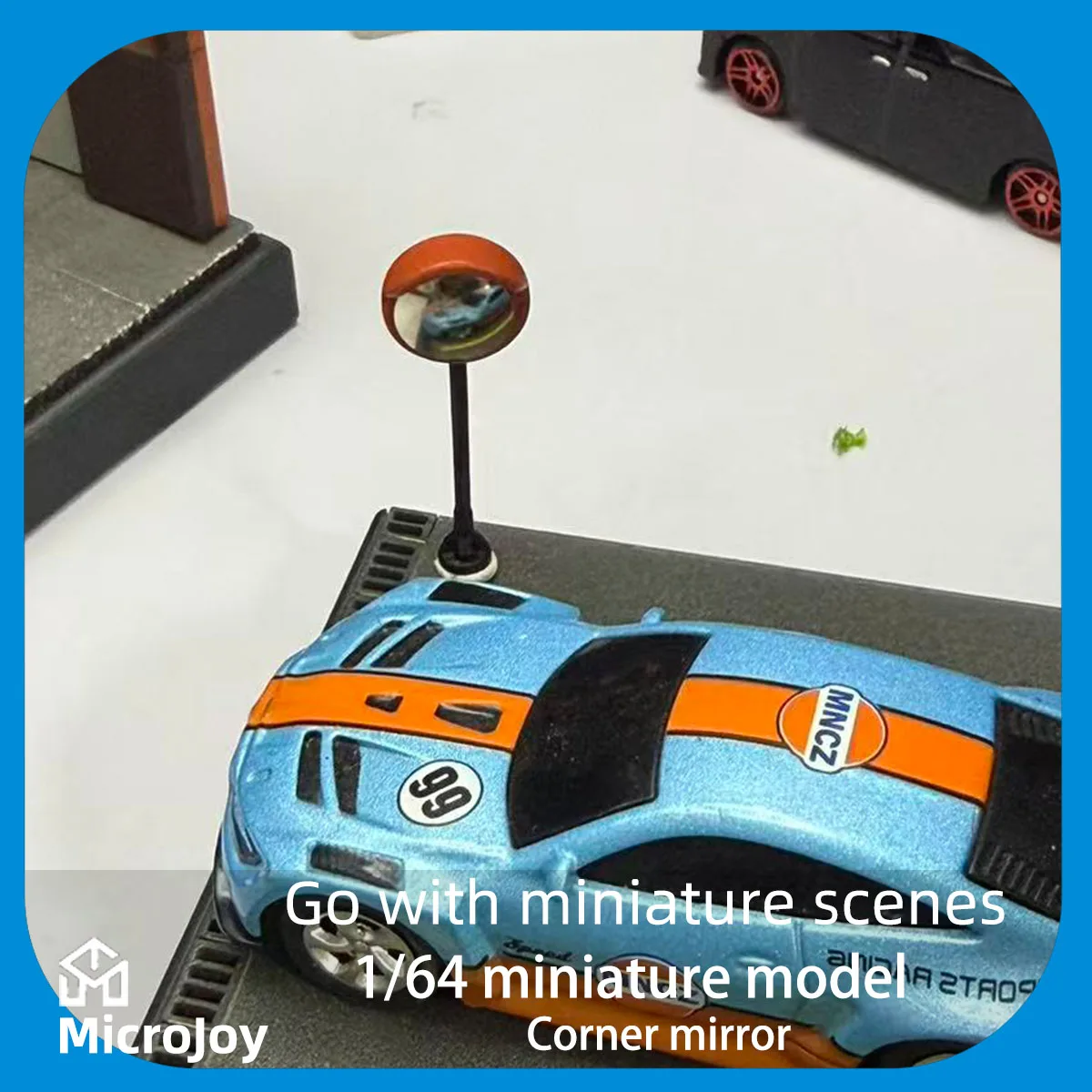 Detailed scene 1: 1:64 scale miniature model repair factory mini turn mirror manual ornament car model scene with distressed decoration, set of 2