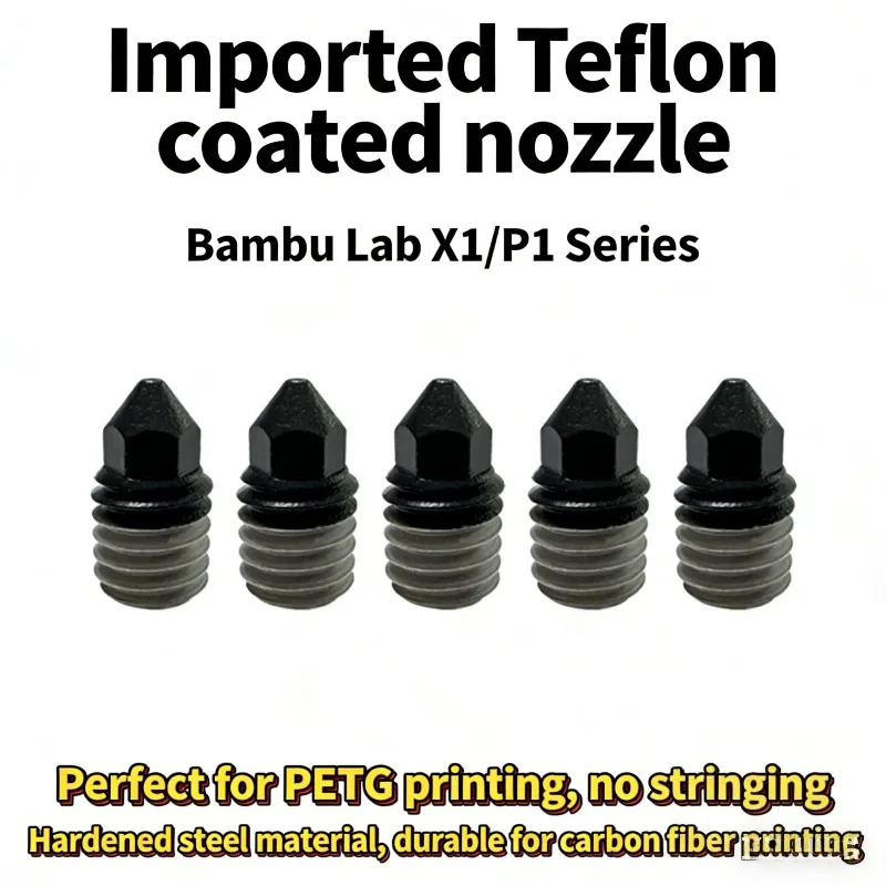 

Teflon Coated Nozzle for Bambu 3D Printer Hotend Perfect for PETG Printing Smooth Filament Flow Anti Stick High Temperature