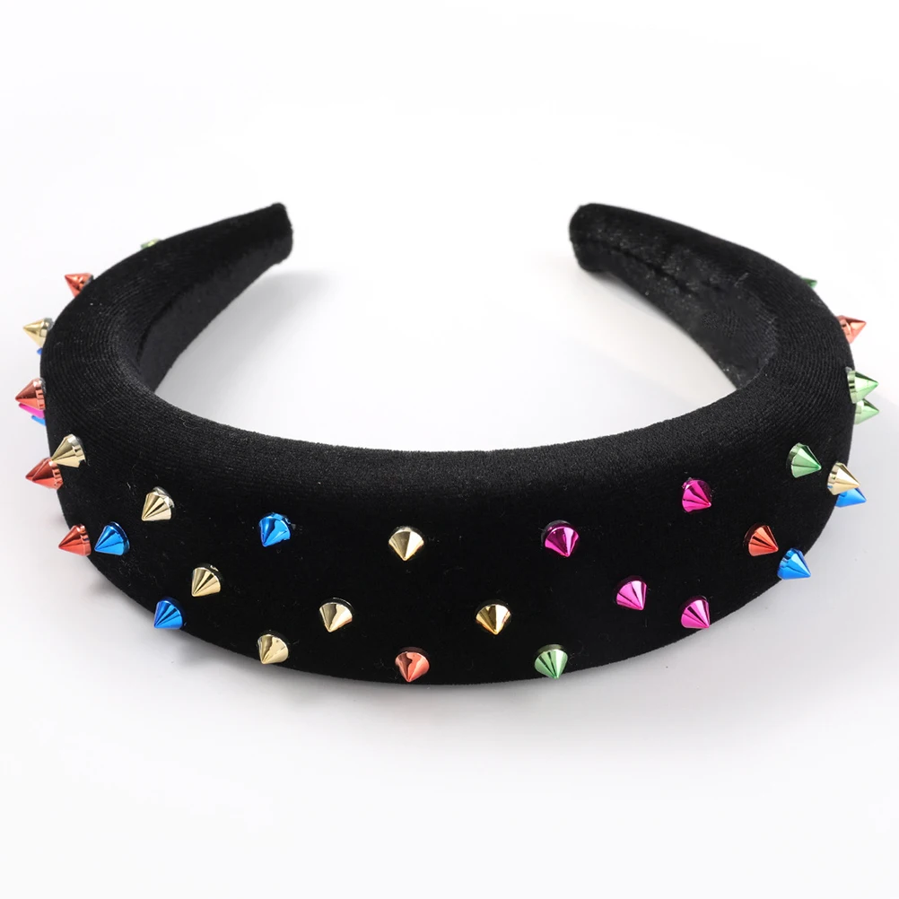 

Wide Headband For Women Acrylic Rivet Sponge Hairband Non Slip Grip For Wet Or Dry Hair Party Yoga Everyday Wear