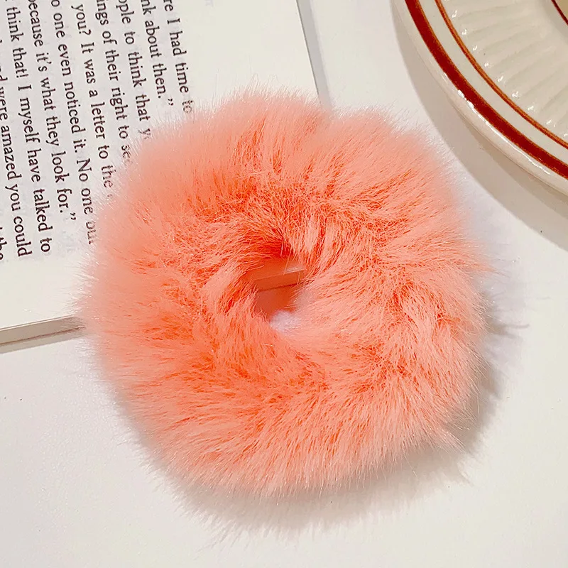 Neues buntes, flauschiges Haarband für Damen und Mädchen, Pferdeschwanzhalter, Haargummi, Plüsch-Scrunchie, Gummiband, modische Haaraccessoires