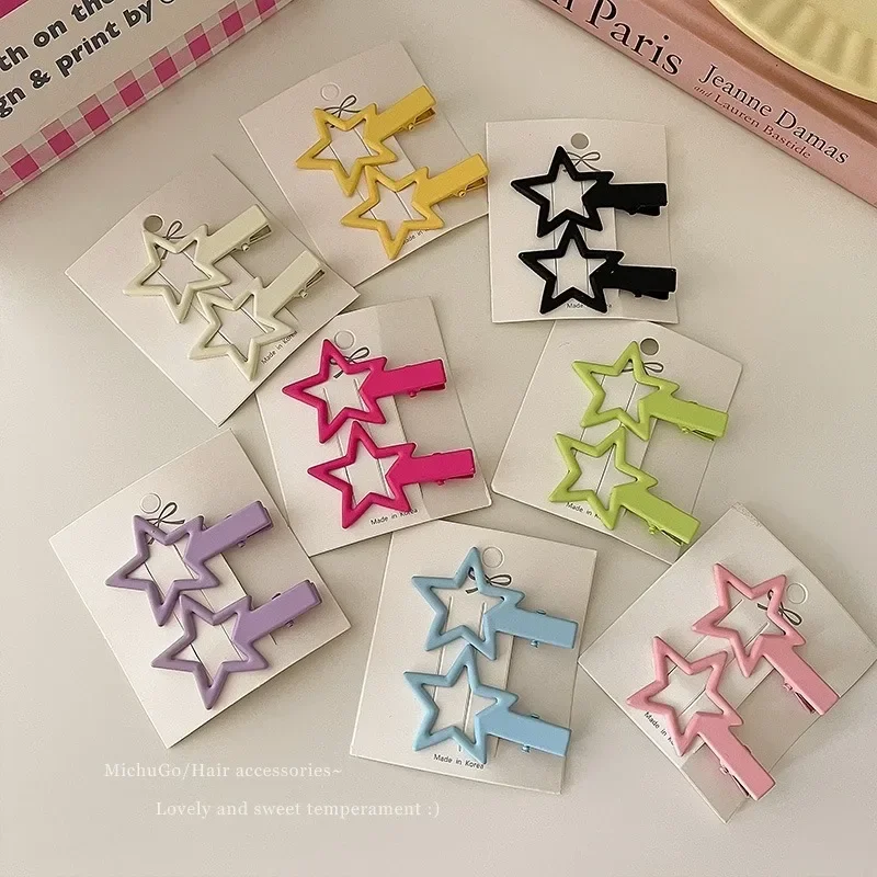 

Metal Hollow Colorful Star Hairpin Japanese Korean Y2k Bangs Barrettes Alligator Clips Girl Headwear Hair Accessories for Women