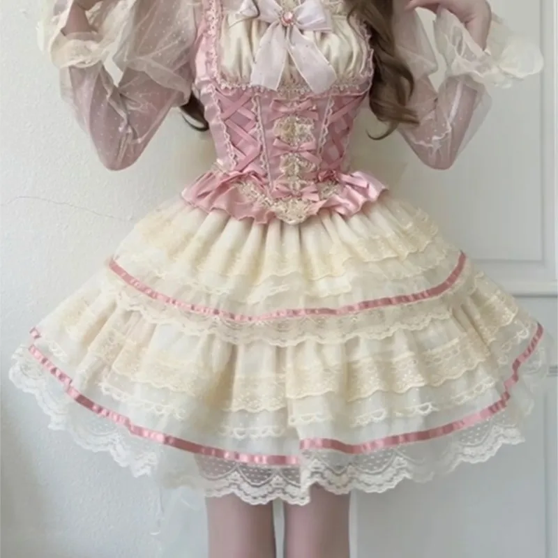 

Summer Sweet Ballet Style Flower Wedding Suspender Skirt Dress Pettiskirt Suit