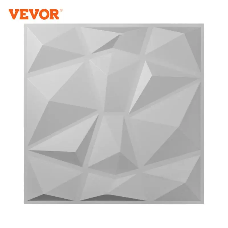 

VEVOR 50x50cm 3D Wall Panel Self-Adhesive Tile White/Black 13Pcs Tiles PVC Wall Decorative Home Living Room Kitchen TV Backdrop