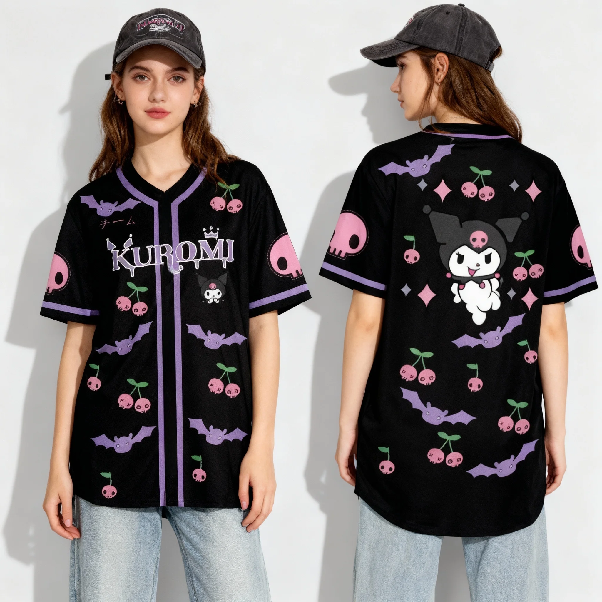 جديد سانريو الأسرة مرحبا كيتي كبير الأذن الكلب قميص الحلو وبارد الشارع الأمريكي الصيف تي شيرت المتضخم المرأة الكبار الأعلى #4