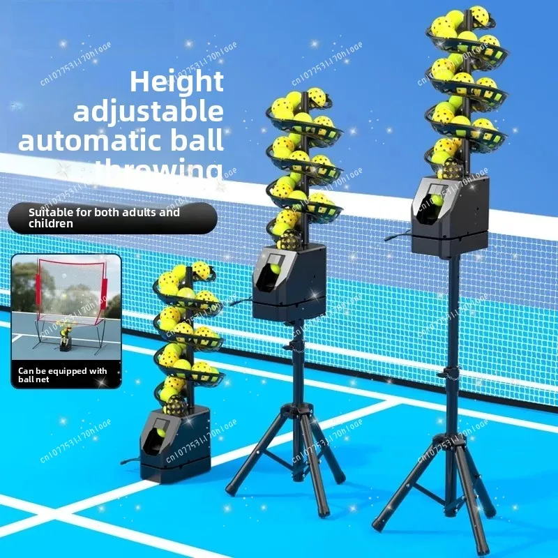 Tennis Universal Ball Throwing Machine Remote Control Trainer Ball Feeder Single Player with Catching Net