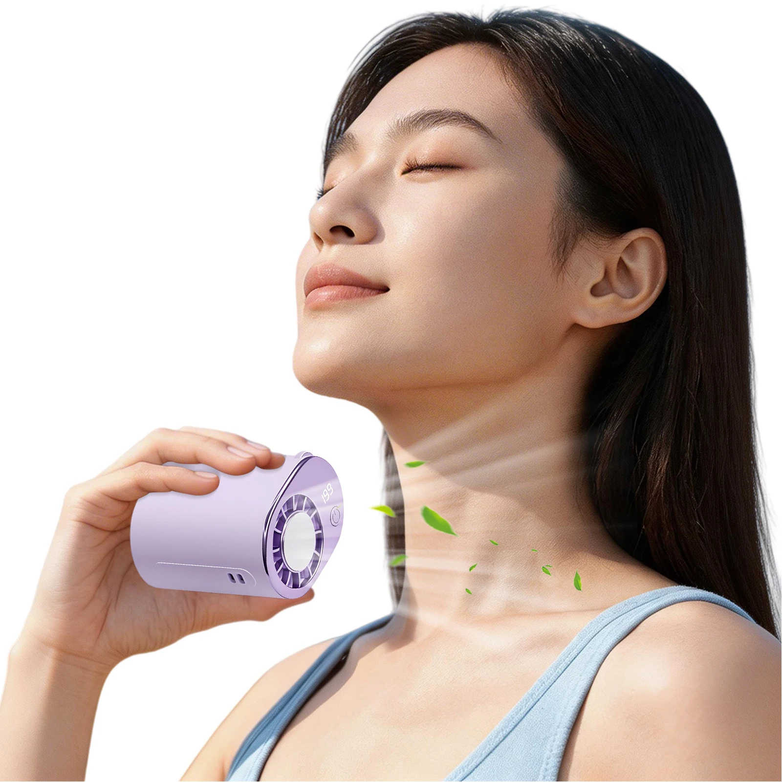 

USB Rechargeable Cooling Fan with LED Display 199 Speeds Adjustable 2000mAh Battery for Travel Outdoor Camping Beach Makeup