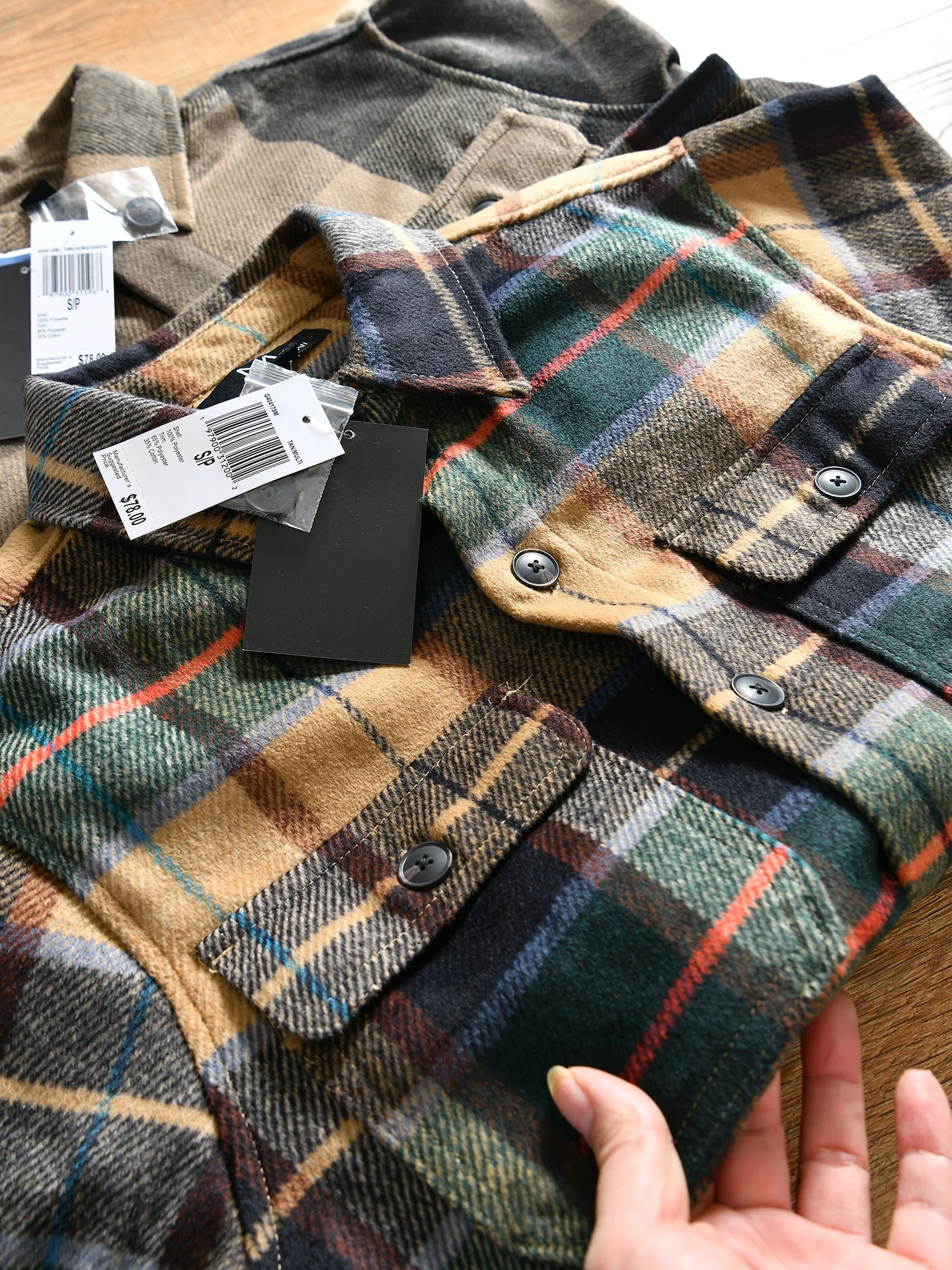 

Thick Warm Plaid Outdoor Work Shirt Jacket for Men Retro American Style Autumn Winter Youth Polyester Fiber Long Sleeve Butto...