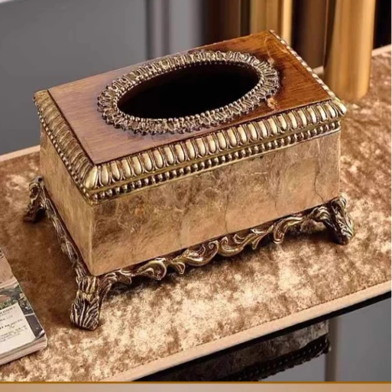 

Vintage European-style tissue box, multi-functional remote control storage box